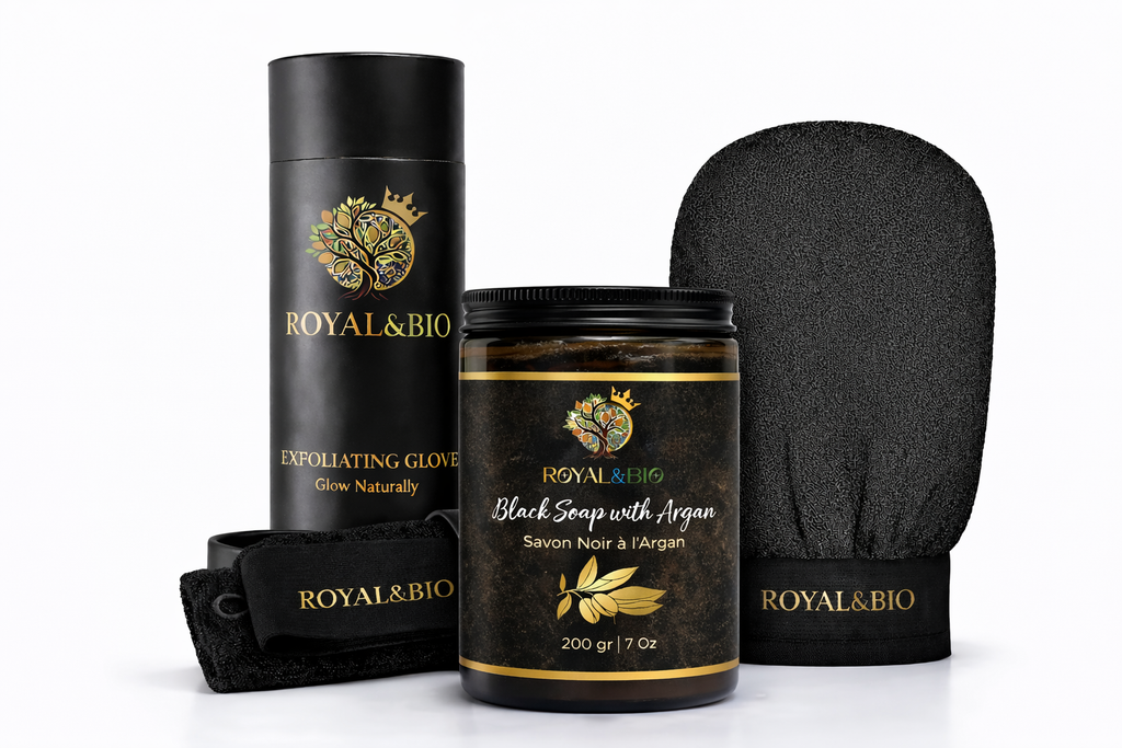 Royal Hammam Duo | Black Soap + Exfoliating Glove — ROYAL&BIO