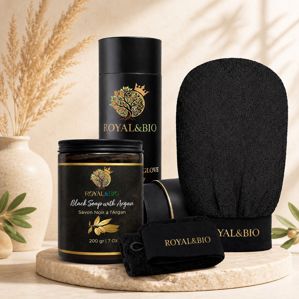 Duo Hammam Royal | Savon Noir + Gant Exfoliant — ROYAL&BIO