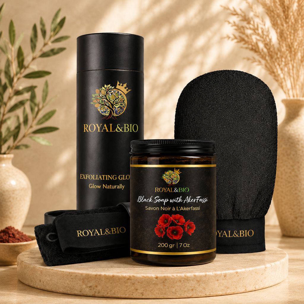 Duo Hammam Royal | Savon Noir + Gant Exfoliant — ROYAL&BIO