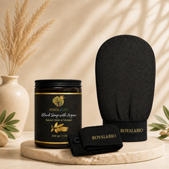Duo Hammam Royal | Savon Noir + Gant Exfoliant — ROYAL&BIO
